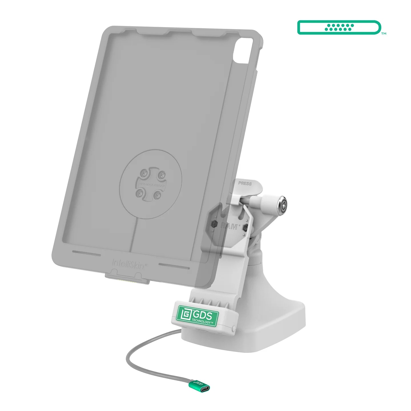 RAM-GDS-DOCKLR-D14-U1C-GRY GDS® Uni-Conn™ Tilt & Swivel Ladedock mit USB-C, abschließbar, grau 2