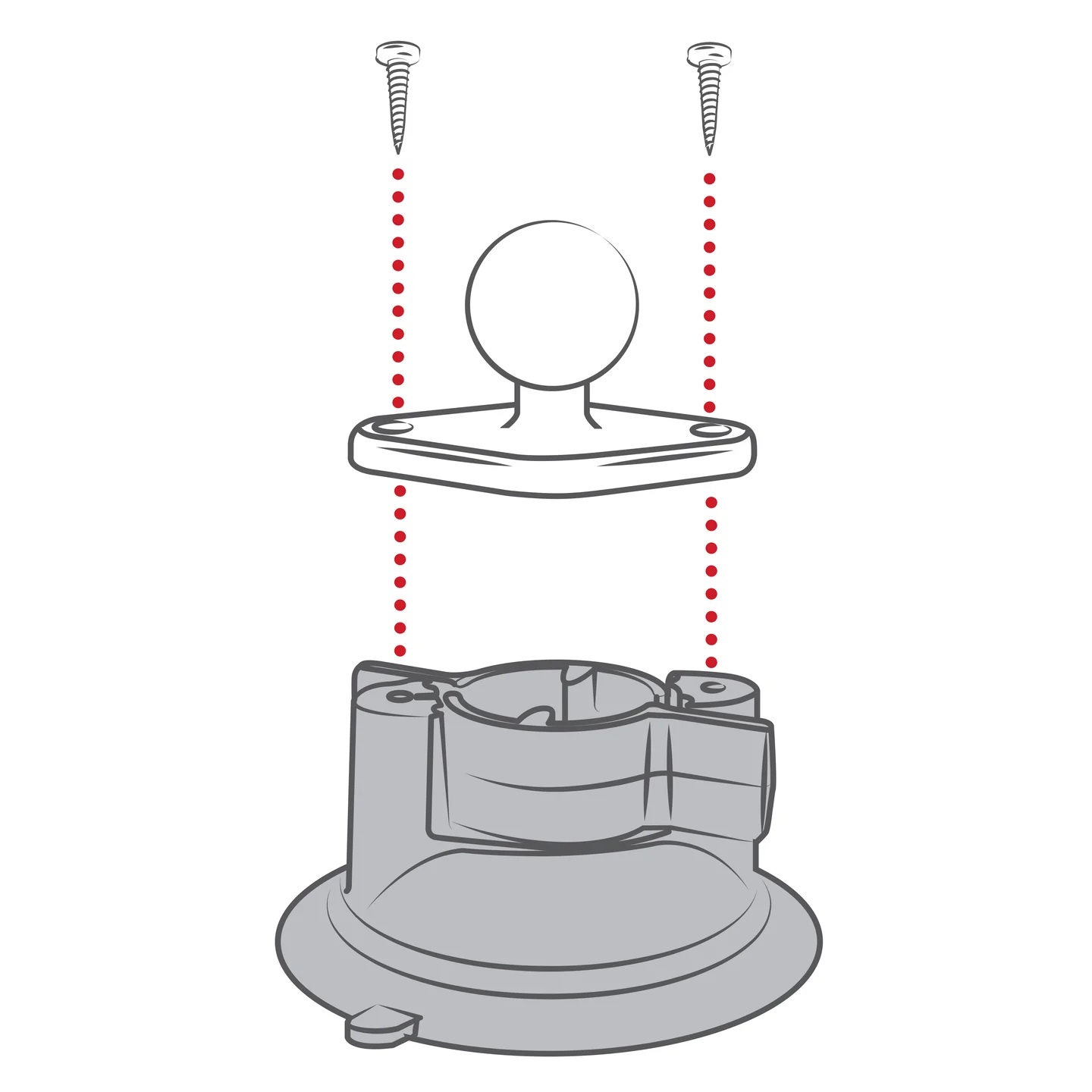 RAM-B-224-1U Twist-Lock Saugnapfbasis mit B-Kugel - Aluminium 13