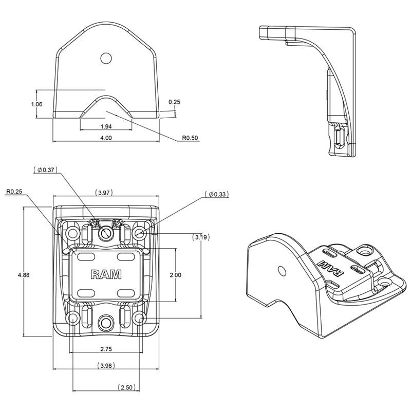 RAM-109V-BU Swing Arm vertikale Schraubbasis 6