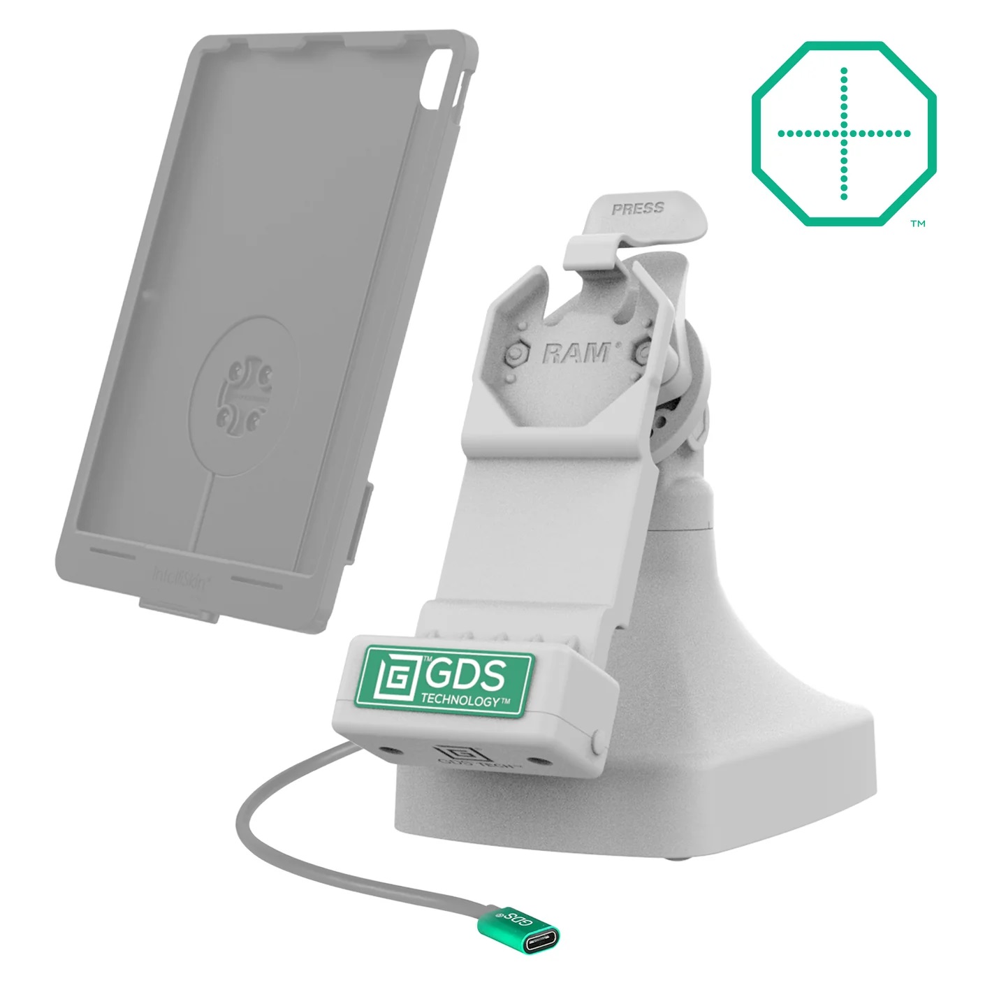 RAM-GDS-DOCK-D14-U1C-GRY GDS® Uni-Conn™ Tilt & Swivel Ladedock mit USB-C (Grau) 2