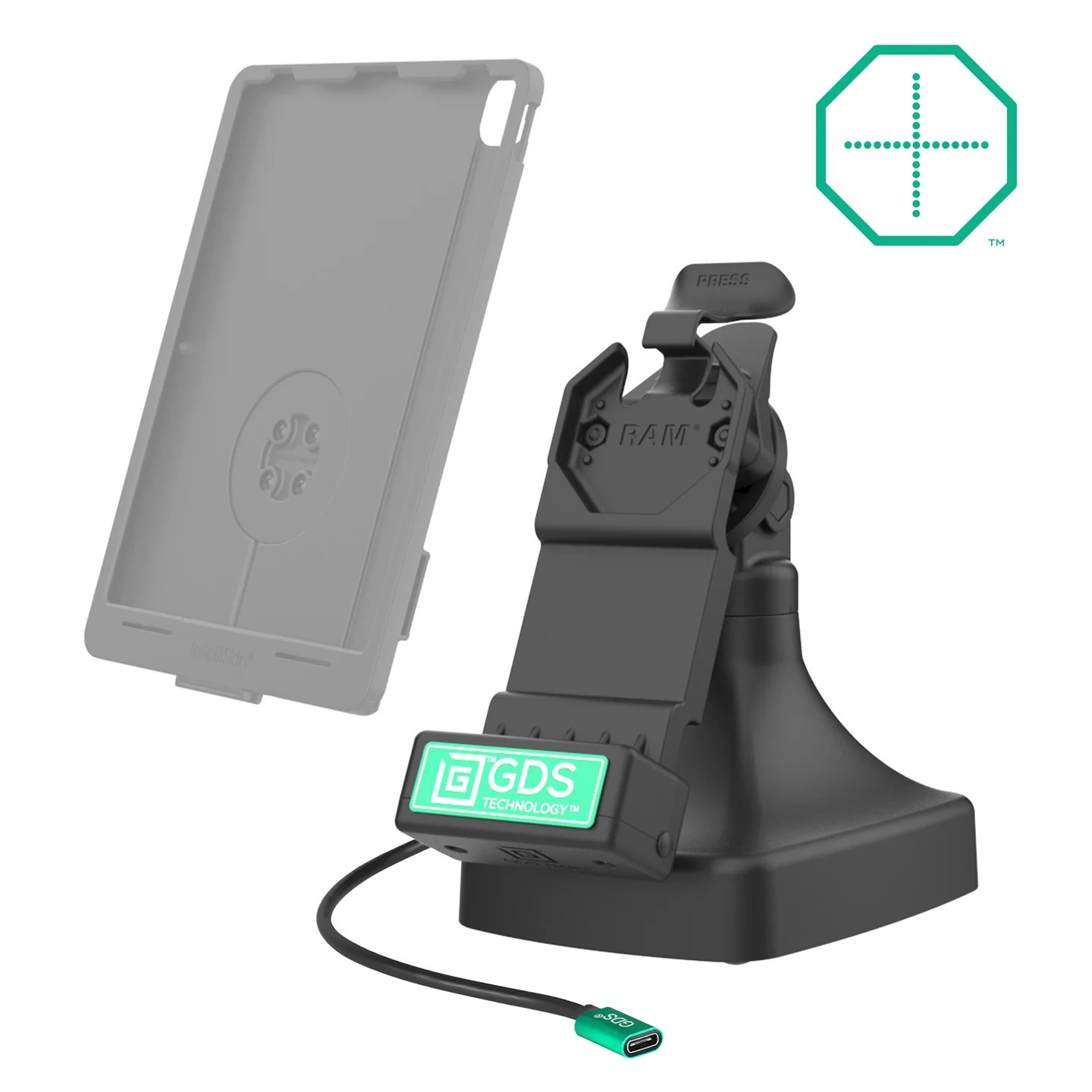 RAM-GDS-DOCK-D14-U1C GDS® Uni-Conn™ Tilt & Swivel Ladedock mit USB-C 1