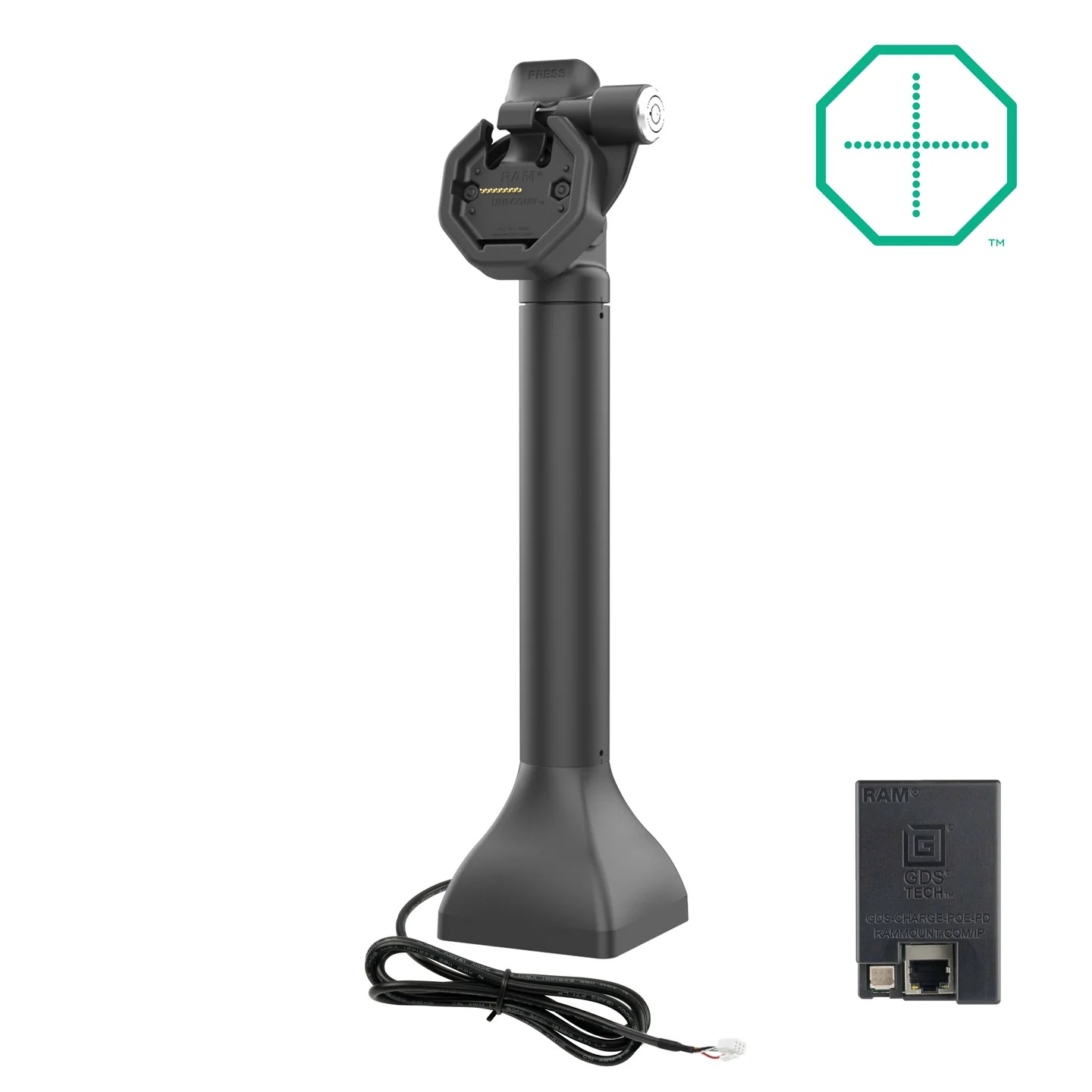 RAM-GDS-DOCKLR-D11-14-U3E GDS® Uni-Conn™ Pedestal Dock 14" , abschließbar, mit PoE 1
