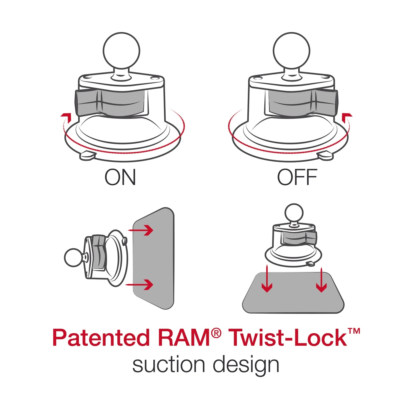 RAM-B-189-PIV1-UN11U X-Grip-Halterset für 12-13 Zoll Tablets - Doppelsaugnapf, Socket Arm Standard 14