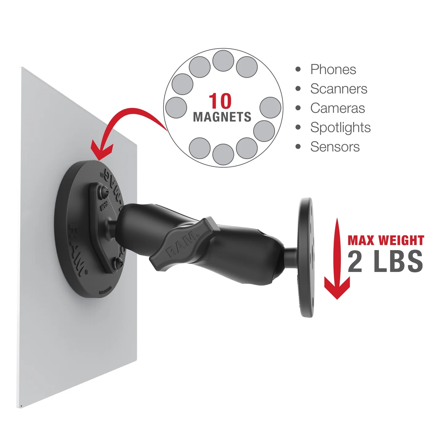 RAM-238-MAG88U Tough-Mag 88 mm Magnetbasis mit Diamond Base B-Kugel 4