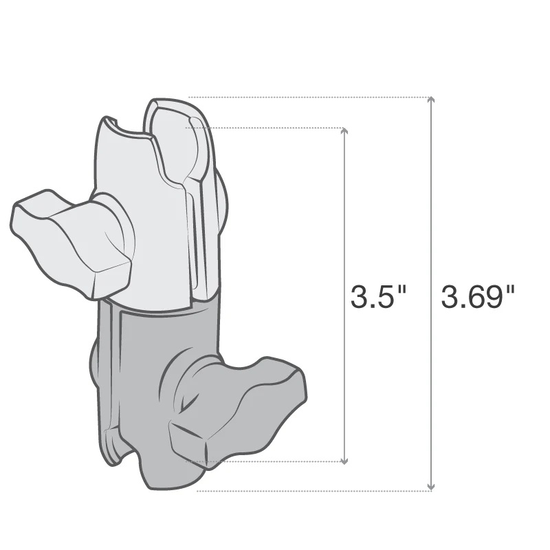 RAP-B-200-12U Doppel-Socket Arm mit 360° Drehgelenk - aus Kunststoff 2