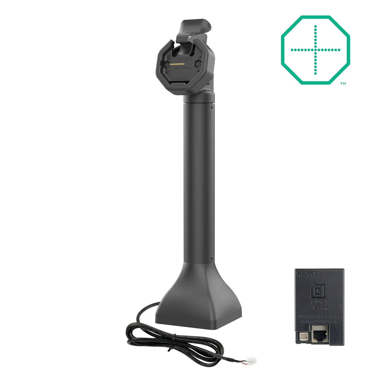 RAM-GDS-DOCK-D11-14-U3E GDS® Uni-Conn™ Pedestal Dock 7", Tilt & Twivel-Gelenk, mit PoE 2