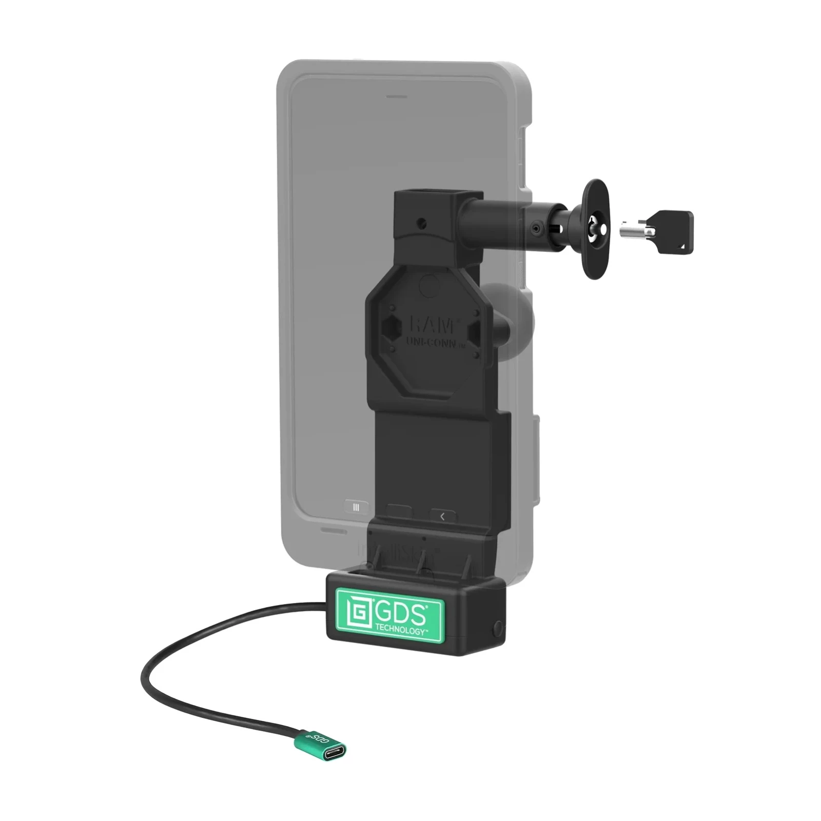 RAM-GDS-DOCKL-U4CPU RAM Mounts GDS Uni-Conn abschließbares Tablet-Ladedock mit Entriegelungstaste 1