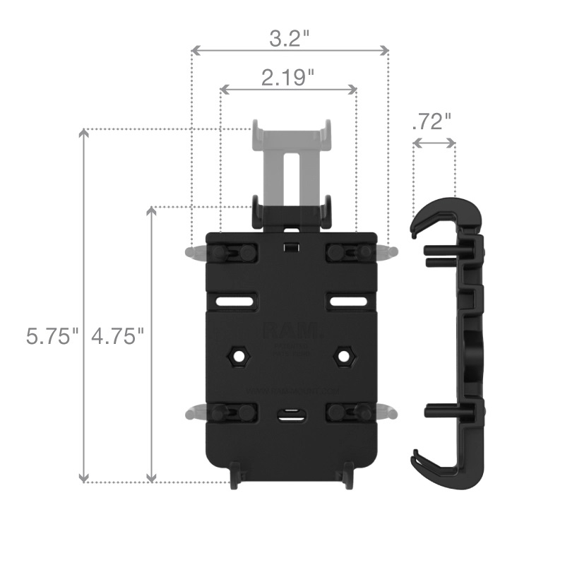 RAP-B-460-A-PD3U Quick-Grip Smartphone Halter mit Tough-Strap Lenkerbasis 5