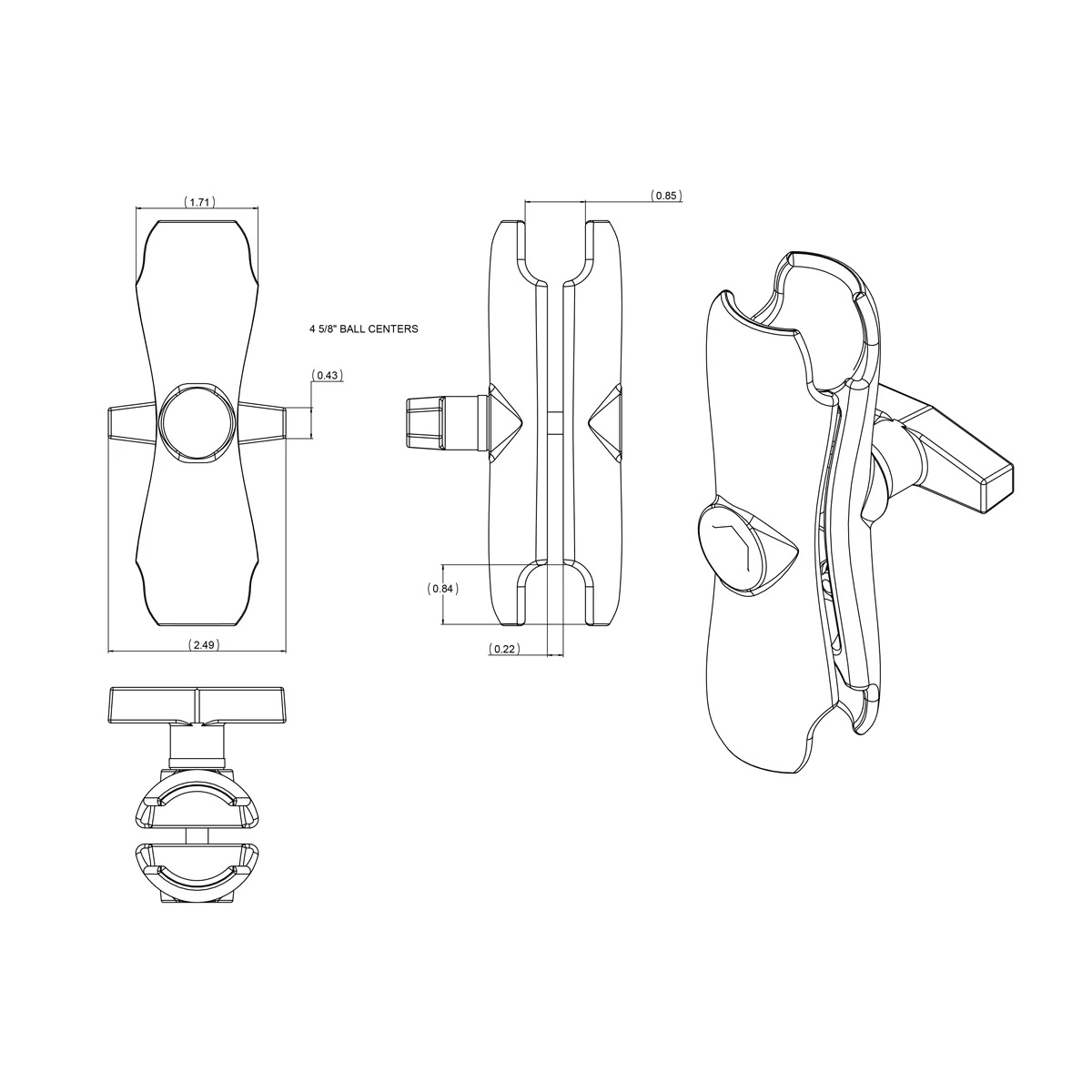 RAM-101-UNF1 Basisset mit Scanner-Befestigungsset - 4