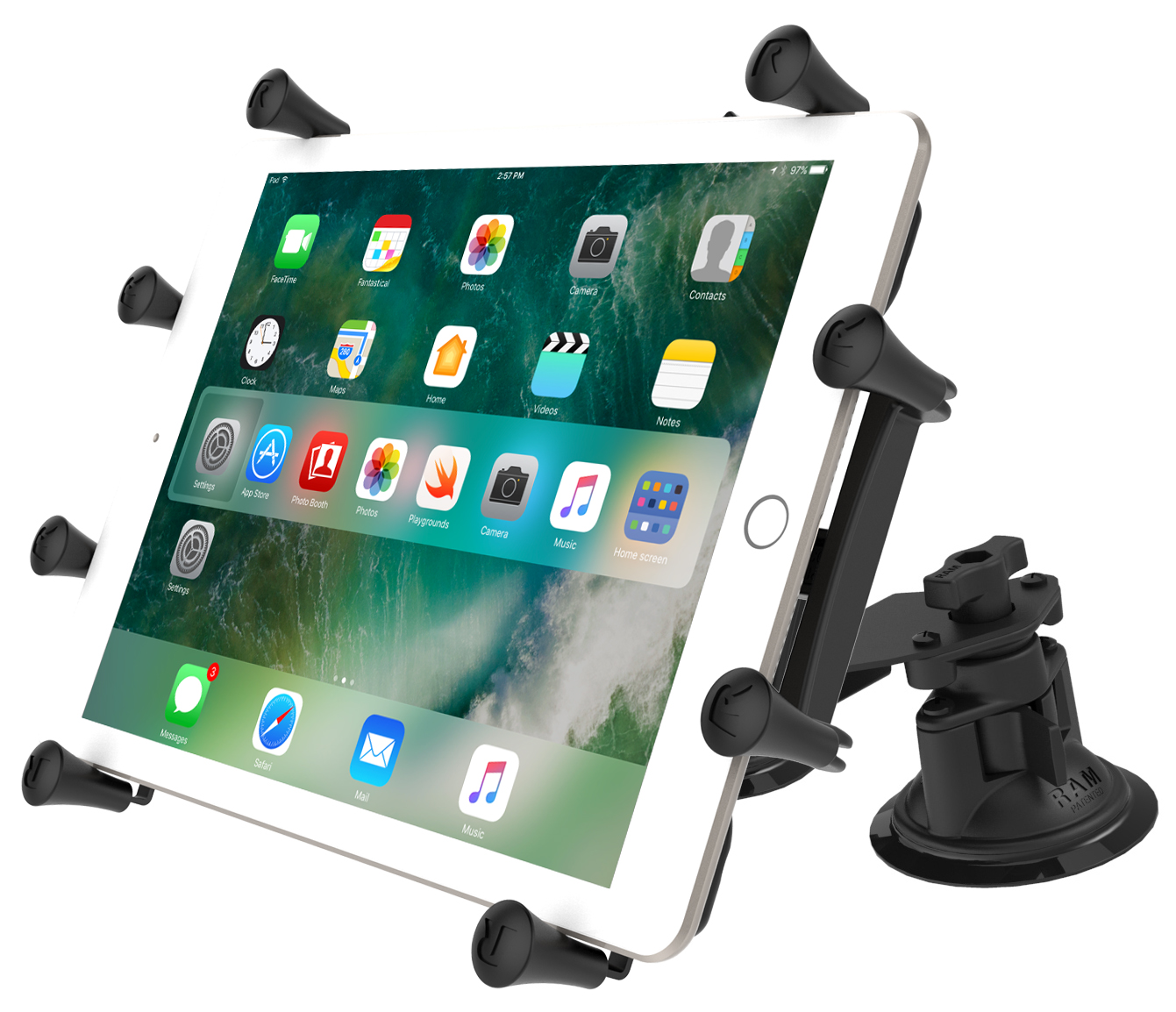 RAM-B-189-PIV1-UN9U X-Grip für 9-11" Tablets mit Twist-Lock Gelenksaugnapfbasis (doppelt) 1