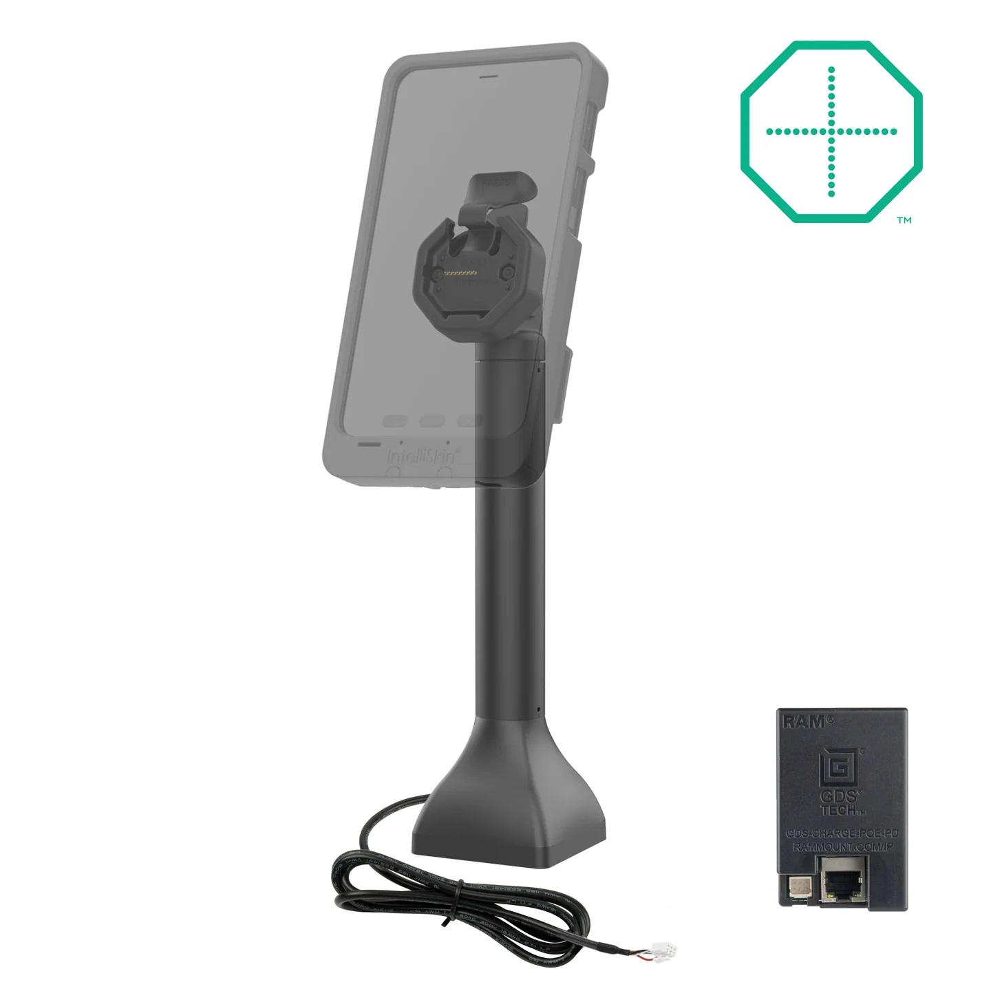 RAM-GDS-DOCK-D11-14-U3E GDS® Uni-Conn™ Pedestal Dock 7", Tilt & Twivel-Gelenk, mit PoE 1