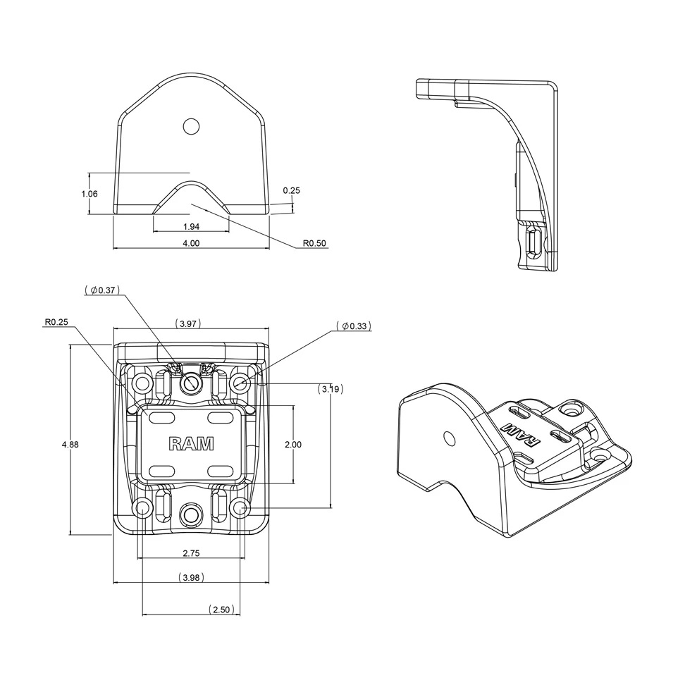 RAM-109VS-5NBU Basisset mit Dreh-Schwenk-Arm und vertikaler Basis, C-System aus Aluminium 5