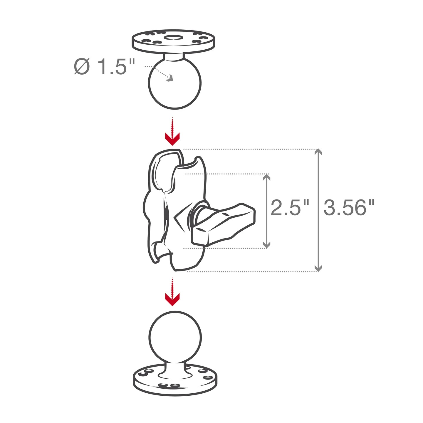 RAM-201U-B Socket-Arm kurz aus Aluminium 4