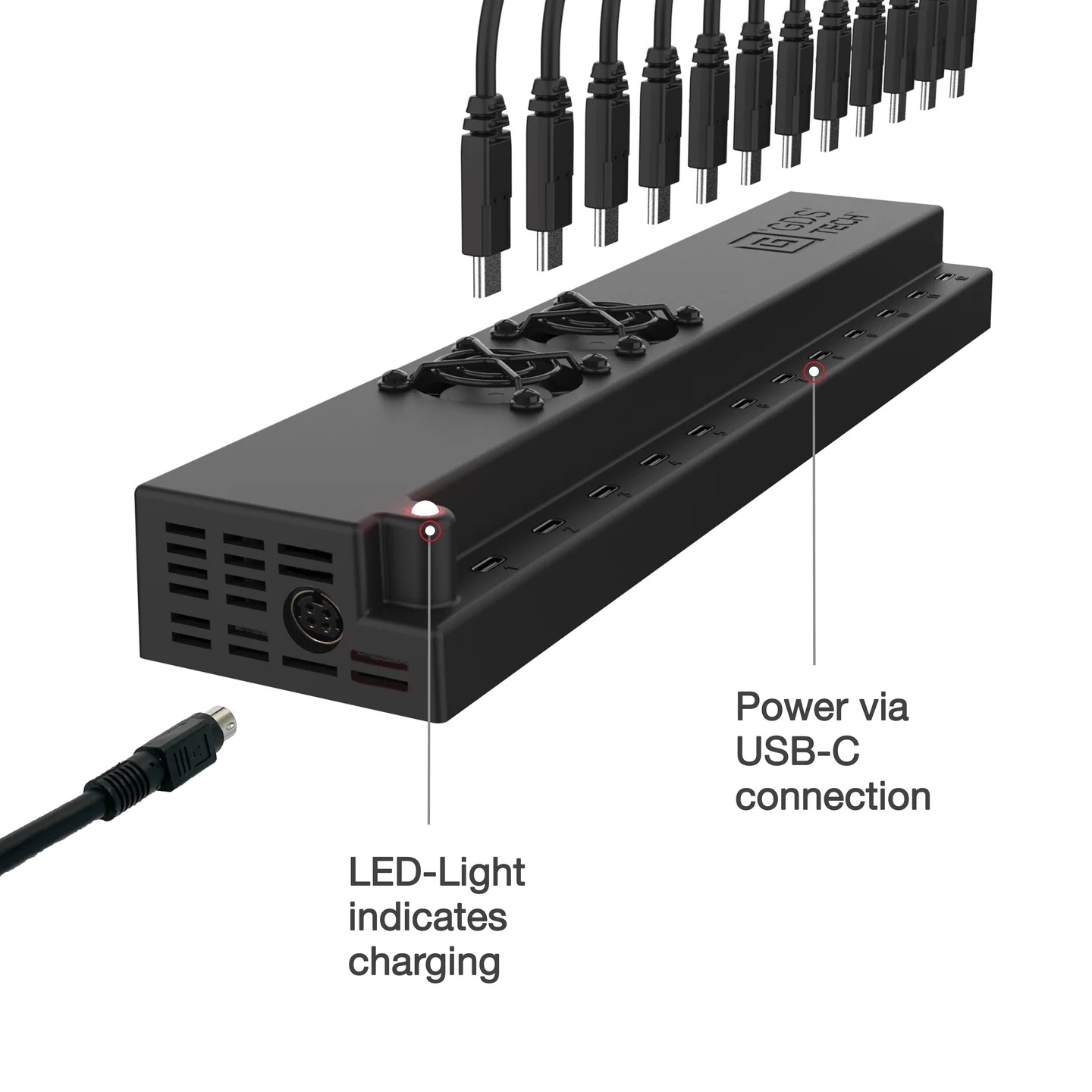 Ram Mounts GDS 12-poort 300 Watt USB-C wandoplader voor kantoor en huis