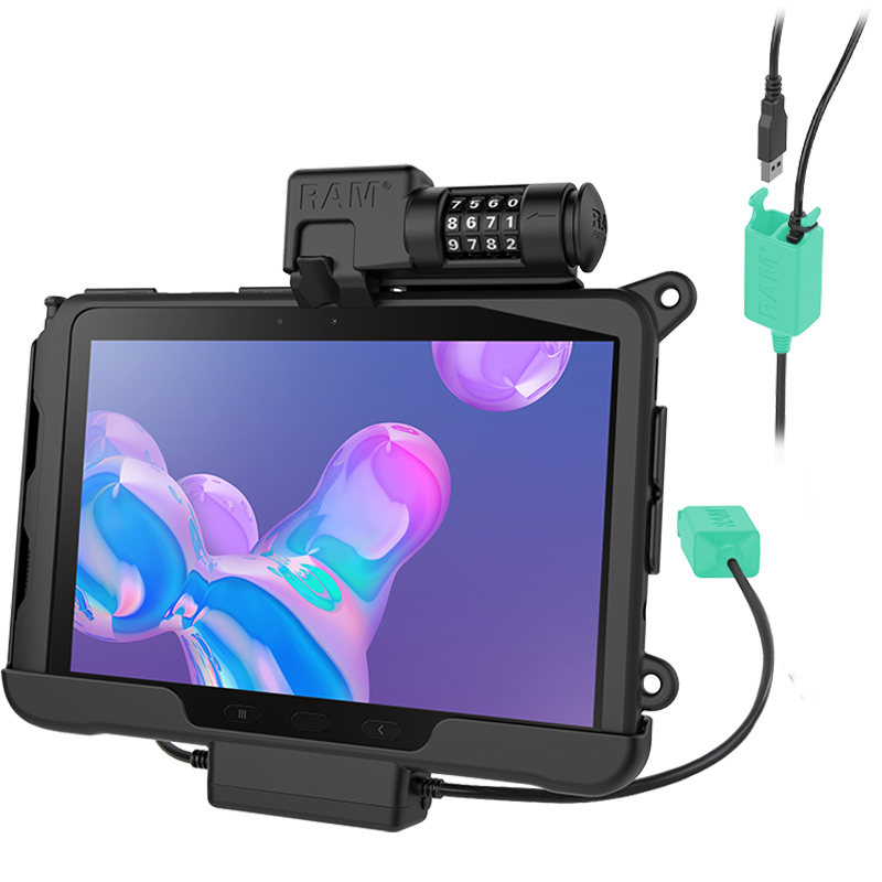 RAM-HOL-SAM57PD2CLU Samsung Tab Active 4 Pro & Tab Active Pro Dock, Zahlenschloss, Dual USB-A Port 1
