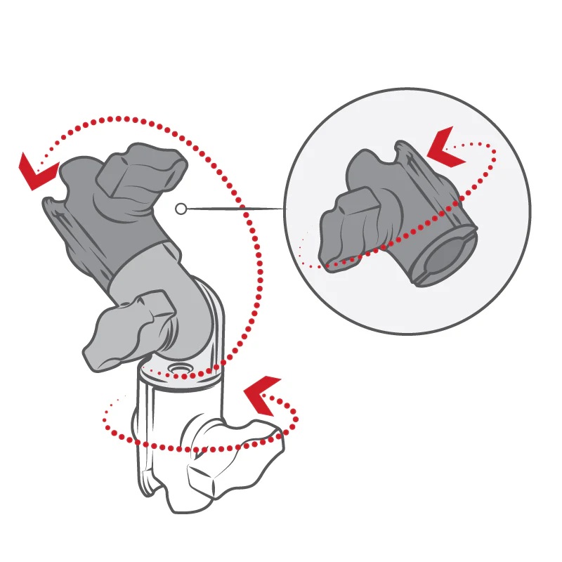 RAP-200-2U Schwenk- u. Rotations-Socket Arm (180°/360°) für C-System aus Komposit 3