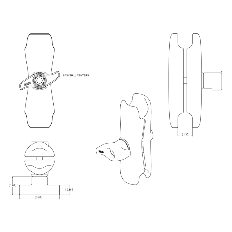 RAM-D-201U Ram Mount D-Arm Standard aus Aluminium 2