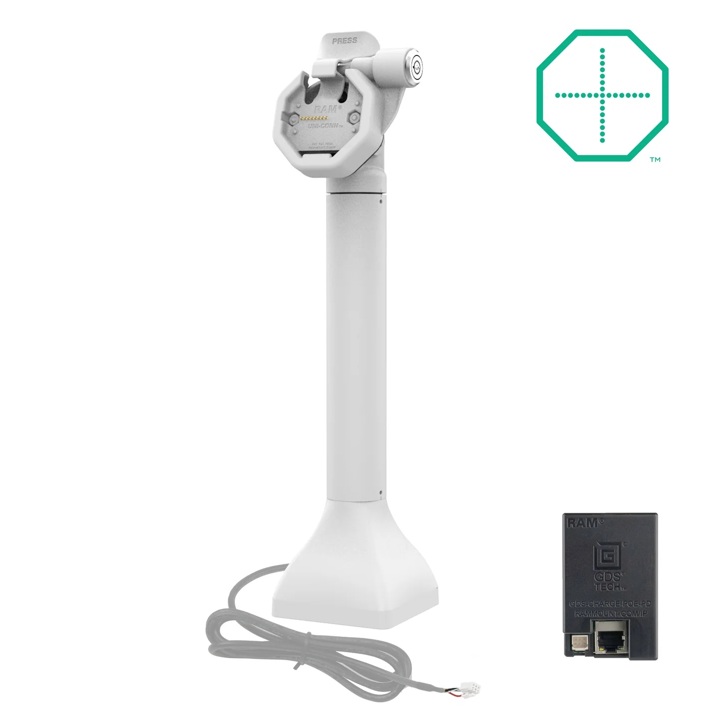 RAM-GDS-DOCKLR-D11-14-U3E-GRY GDS® Uni-Conn™ Pedestal Dock 14" , abschließbar, mit PoE - grau 2