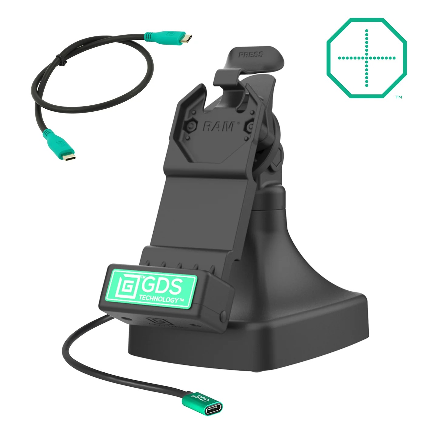 RAM-GDS-DOCK-D14-U1C GDS® Uni-Conn™ Tilt & Swivel Ladedock mit USB-C 2