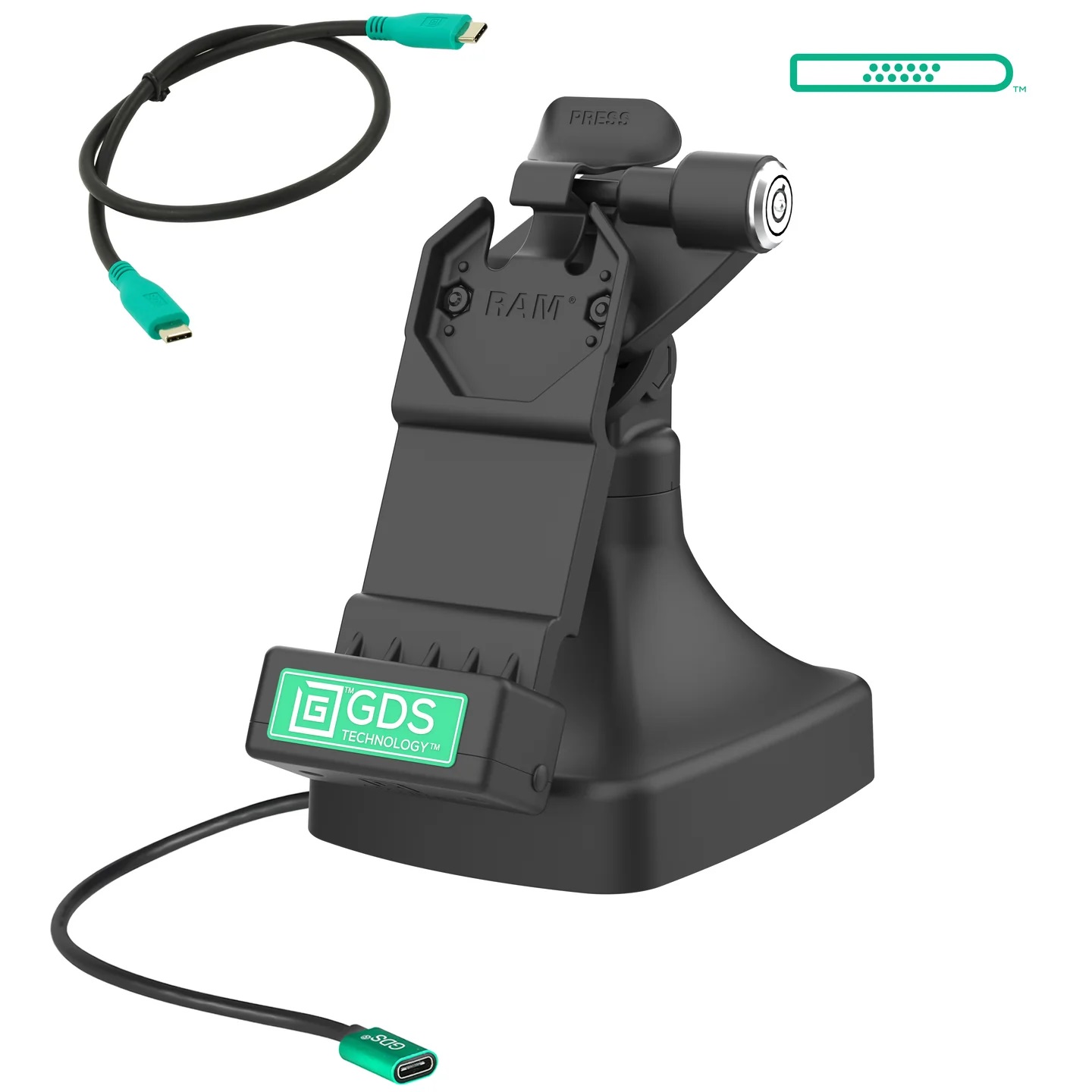 RAM-GDS-DOCKLR-D14-U1C GDS® Uni-Conn™ Tilt & Swivel Ladedock mit USB-C, abschließbar 1